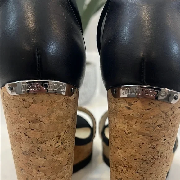 Jimmy Choo Neston Snake Wedge Sandal size 37.5 - Picture 4 of 8